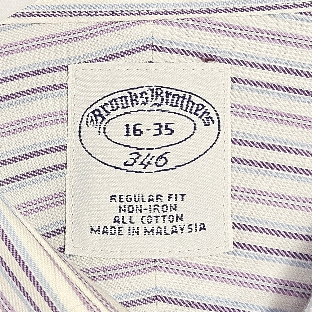 Brooks Brothers Purple Striped French‎ Cuff Non-Iron Dress Shirt 16-35 Regular - Picture 3 of 7